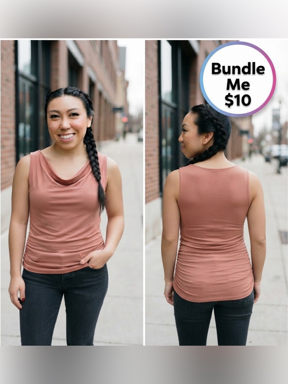 Sleeveless Cowl Neck Tank Top - Dusty Rose